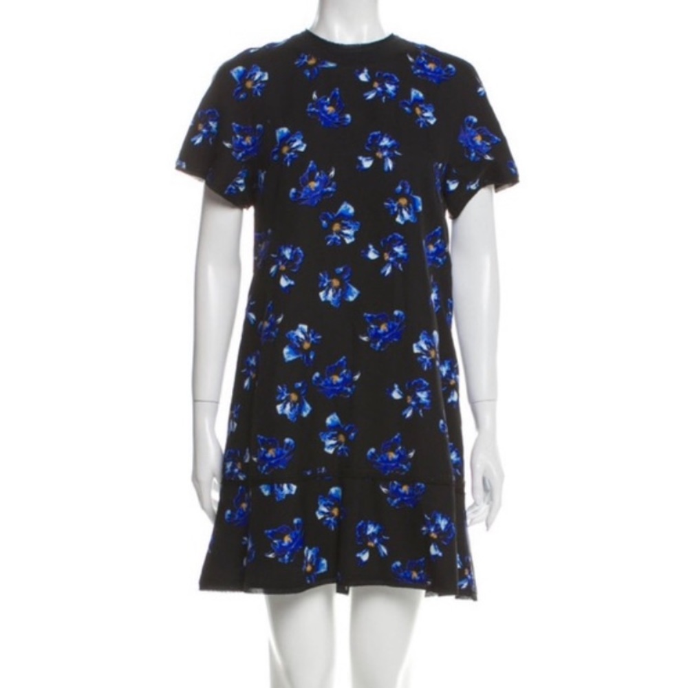 Proenza Schouler Black Blue Floral Mini Dress Size 10